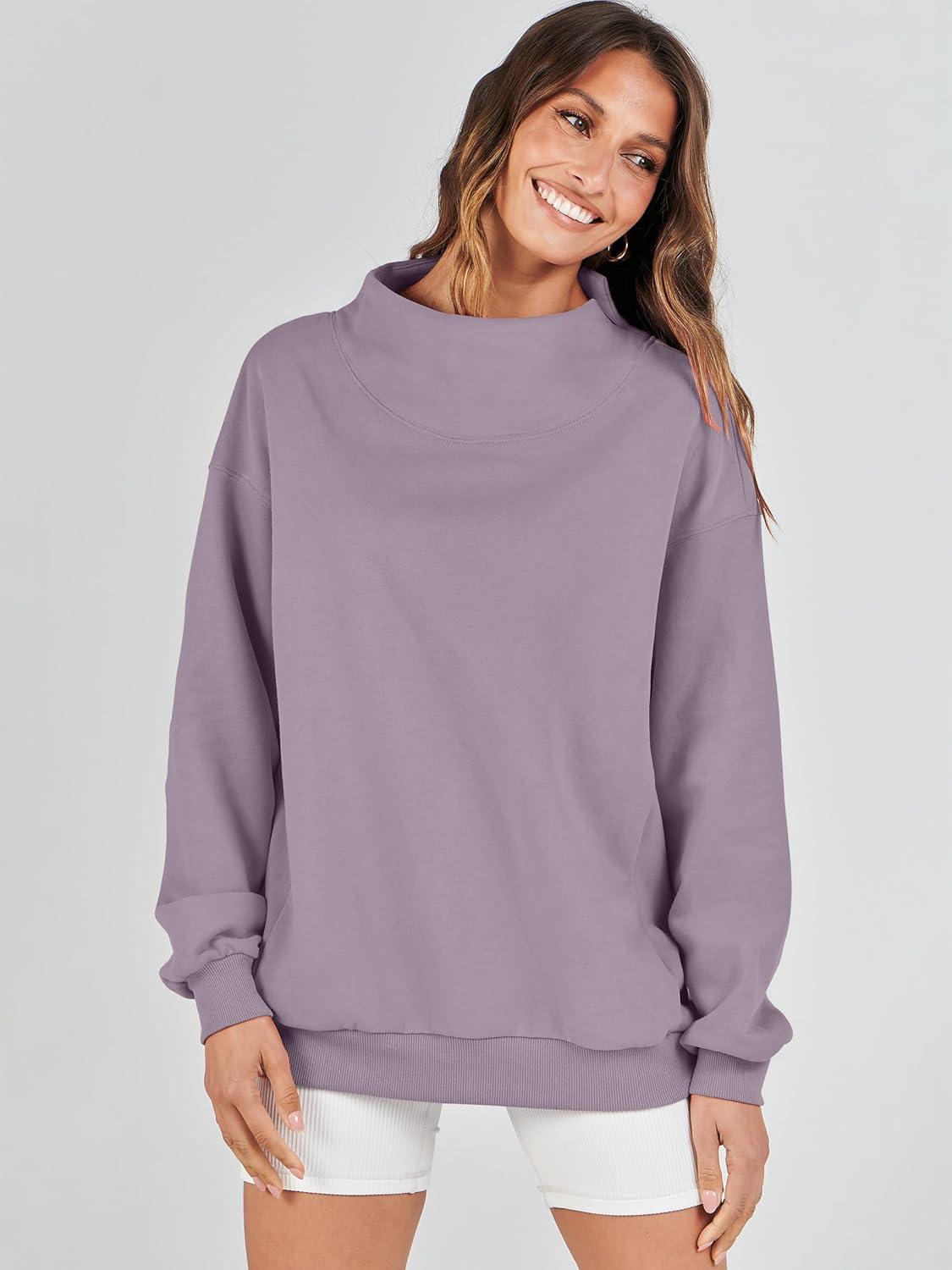 imageANRABESS Womens Oversized Sweatshirts Turtleneck Pullover Long Sleeve Hoodies Tops 2024 Fall Fashion Preppy OutfitsNutmeg