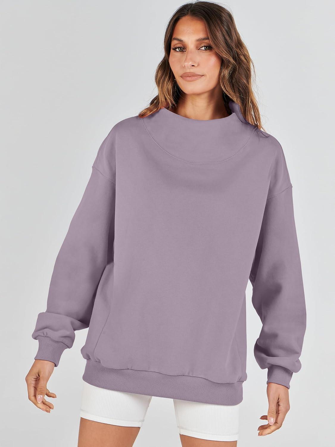 imageANRABESS Womens Oversized Sweatshirts Turtleneck Pullover Long Sleeve Hoodies Tops 2024 Fall Fashion Preppy OutfitsNutmeg