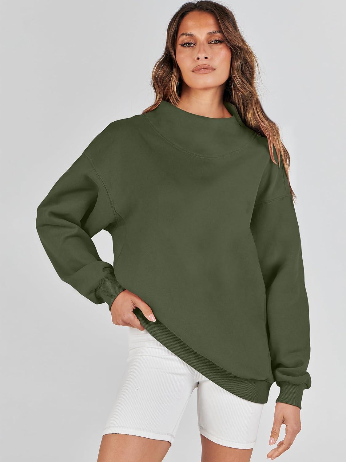 imageANRABESS Womens Oversized Sweatshirts Turtleneck Pullover Long Sleeve Hoodies Tops 2024 Fall Fashion Preppy OutfitsOlive