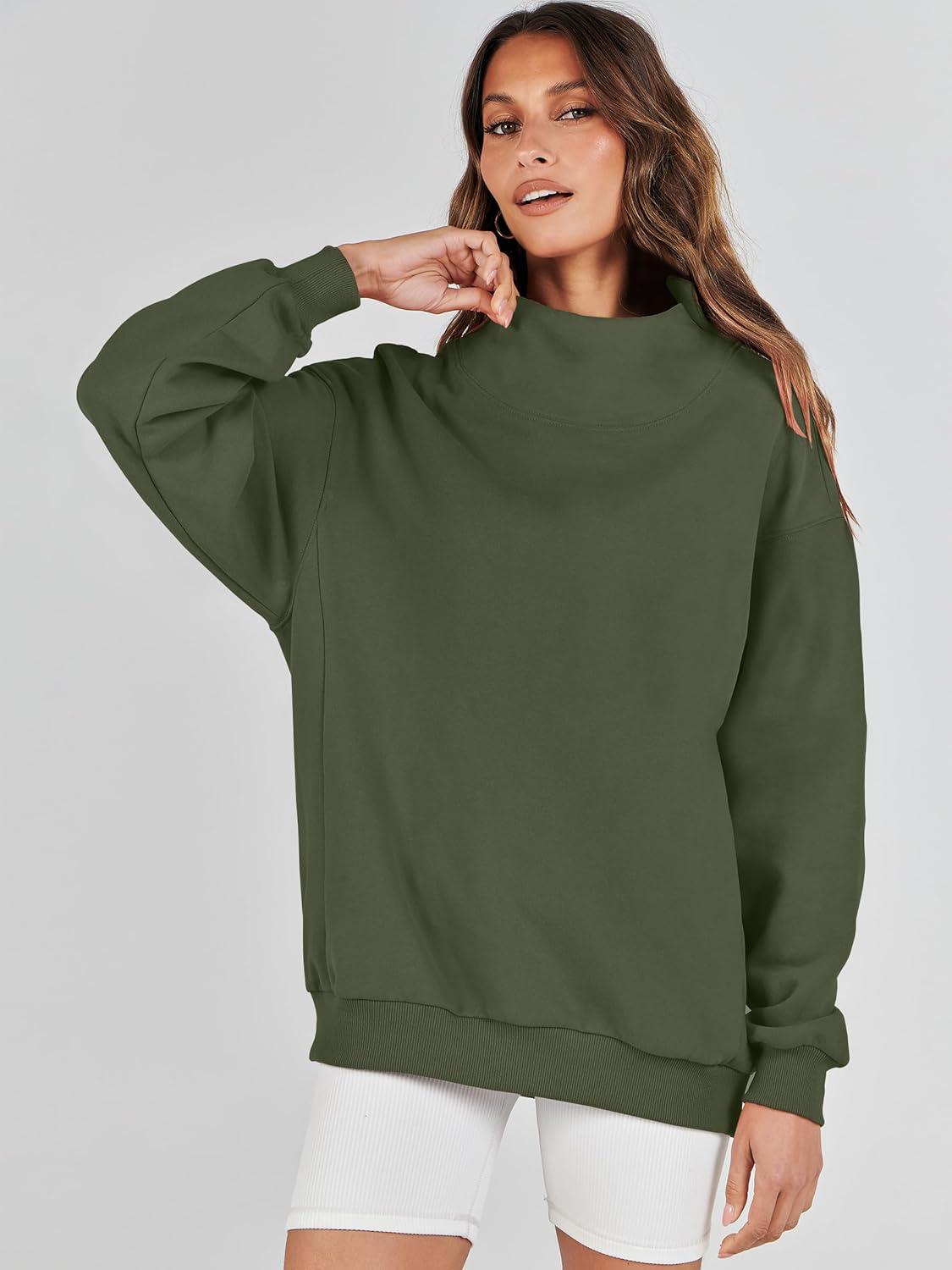 imageANRABESS Womens Oversized Sweatshirts Turtleneck Pullover Long Sleeve Hoodies Tops 2024 Fall Fashion Preppy OutfitsOlive