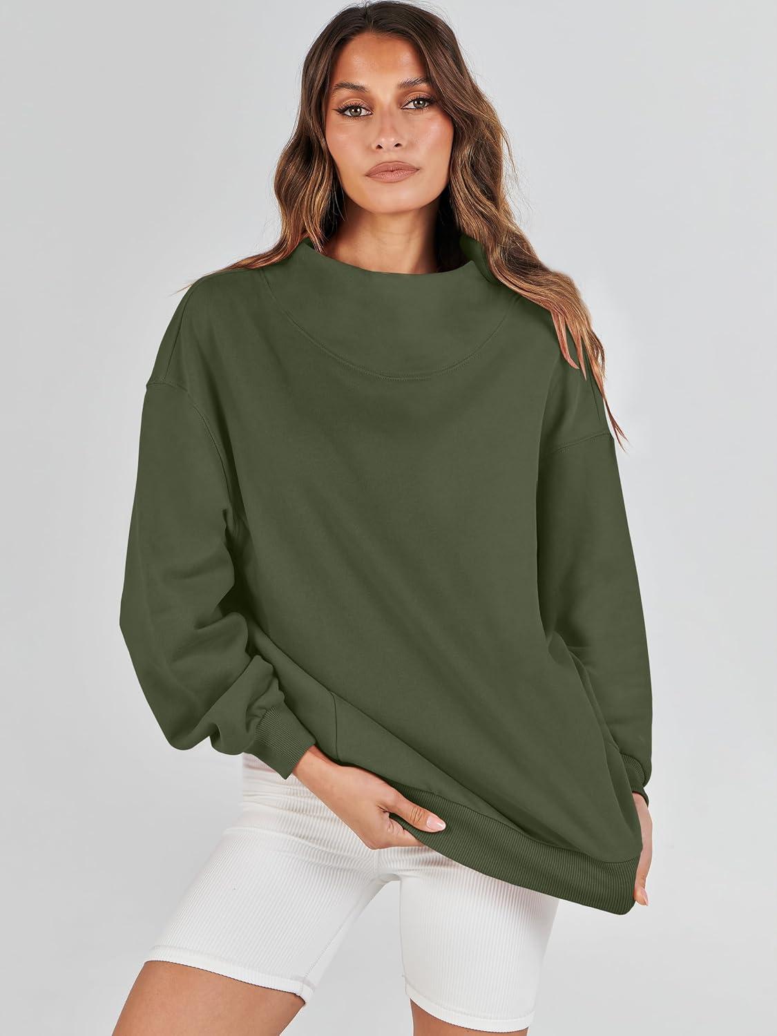 imageANRABESS Womens Oversized Sweatshirts Turtleneck Pullover Long Sleeve Hoodies Tops 2024 Fall Fashion Preppy OutfitsOlive