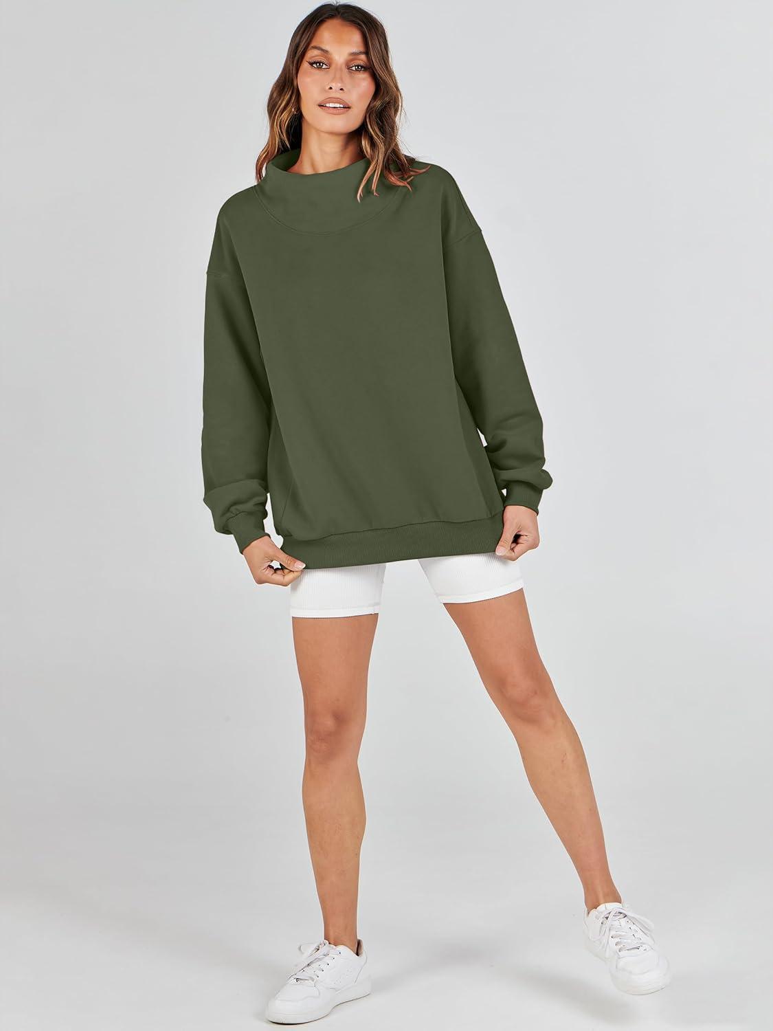 imageANRABESS Womens Oversized Sweatshirts Turtleneck Pullover Long Sleeve Hoodies Tops 2024 Fall Fashion Preppy OutfitsOlive