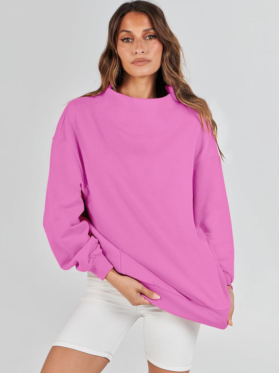 imageANRABESS Womens Oversized Sweatshirts Turtleneck Pullover Long Sleeve Hoodies Tops 2024 Fall Fashion Preppy OutfitsPink