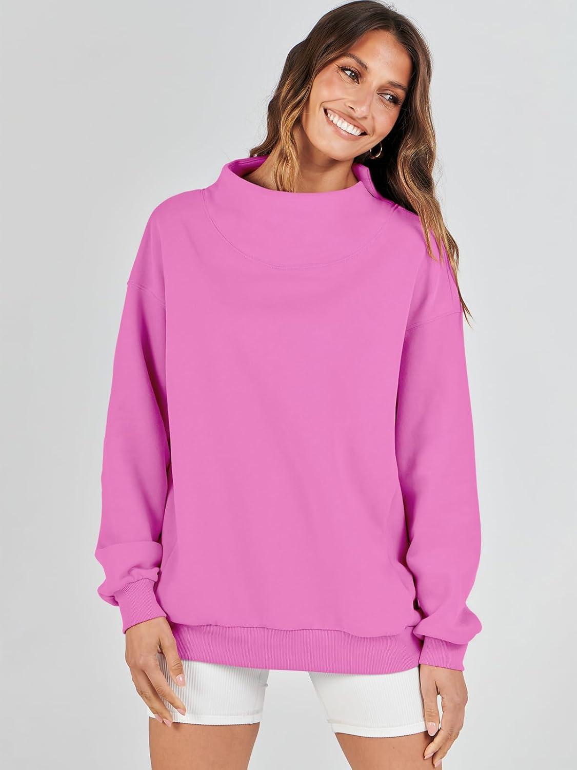imageANRABESS Womens Oversized Sweatshirts Turtleneck Pullover Long Sleeve Hoodies Tops 2024 Fall Fashion Preppy OutfitsPink