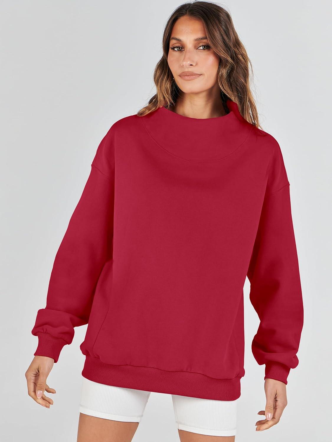 imageANRABESS Womens Oversized Sweatshirts Turtleneck Pullover Long Sleeve Hoodies Tops 2024 Fall Fashion Preppy OutfitsRed