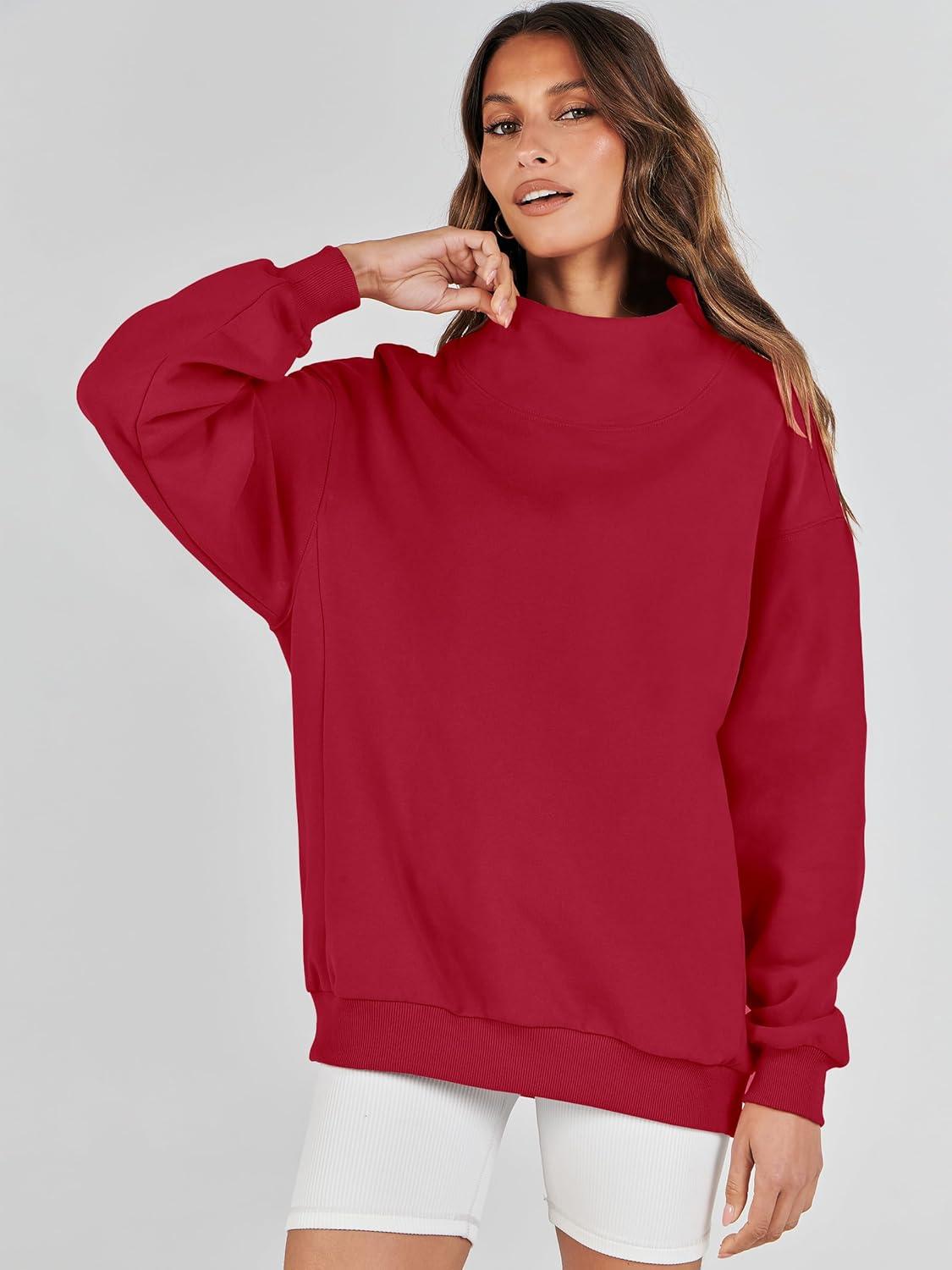 imageANRABESS Womens Oversized Sweatshirts Turtleneck Pullover Long Sleeve Hoodies Tops 2024 Fall Fashion Preppy OutfitsRed