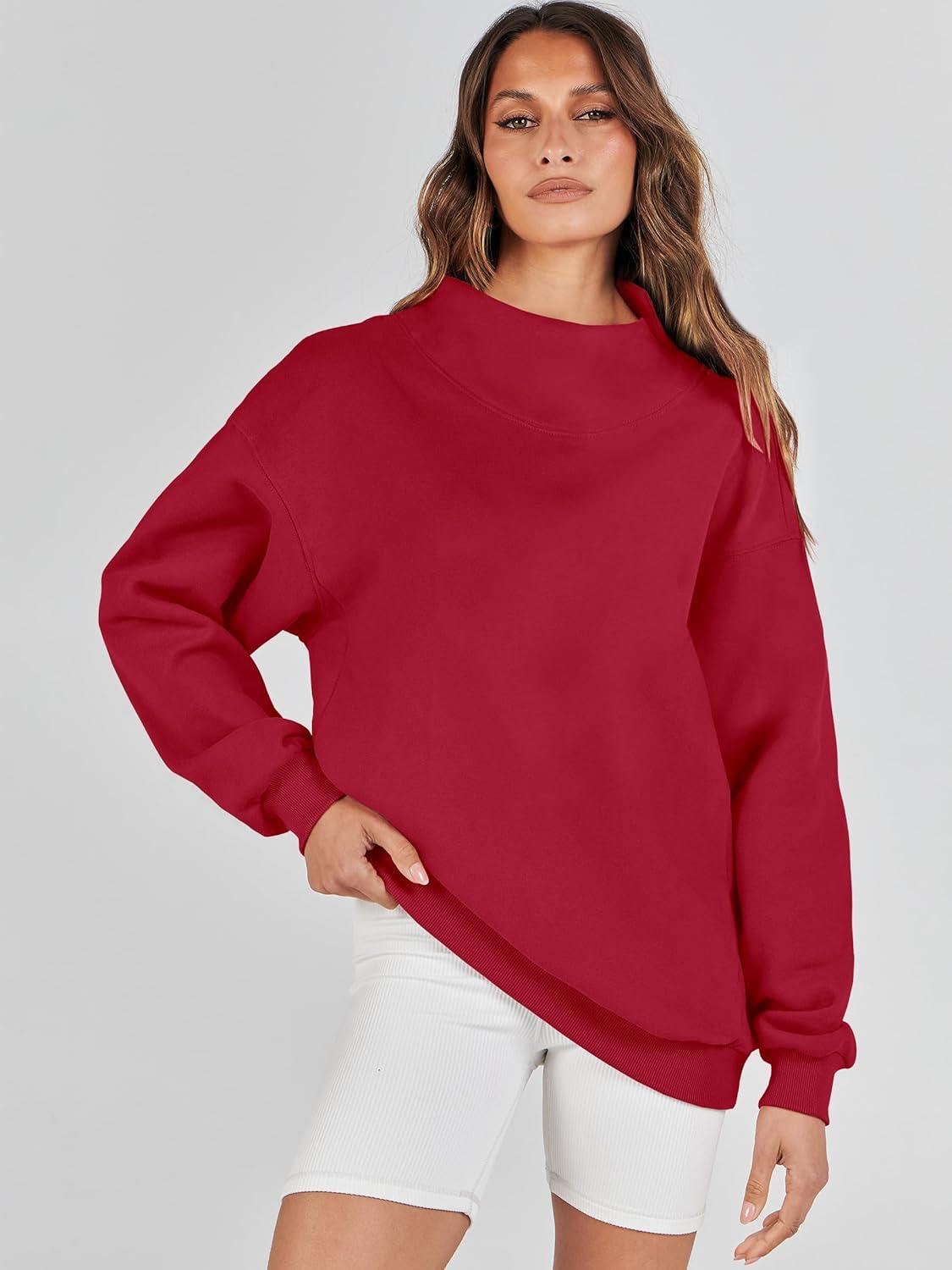 imageANRABESS Womens Oversized Sweatshirts Turtleneck Pullover Long Sleeve Hoodies Tops 2024 Fall Fashion Preppy OutfitsRed