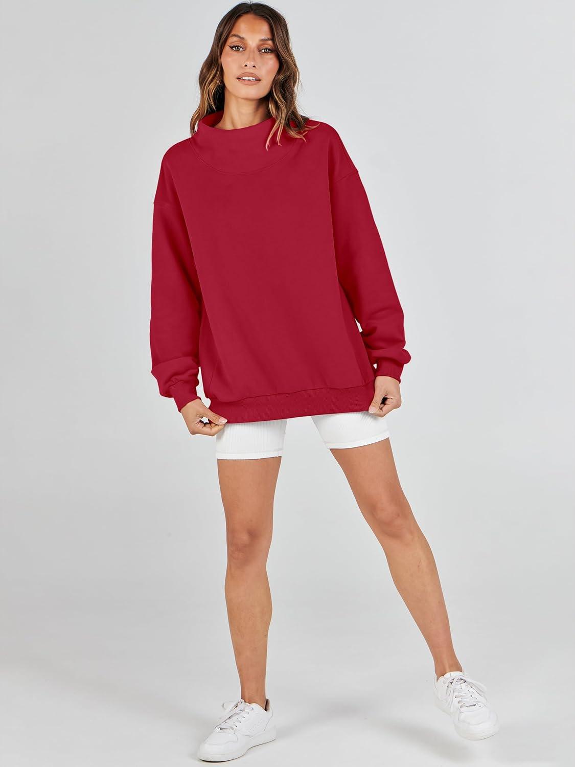 imageANRABESS Womens Oversized Sweatshirts Turtleneck Pullover Long Sleeve Hoodies Tops 2024 Fall Fashion Preppy OutfitsRed