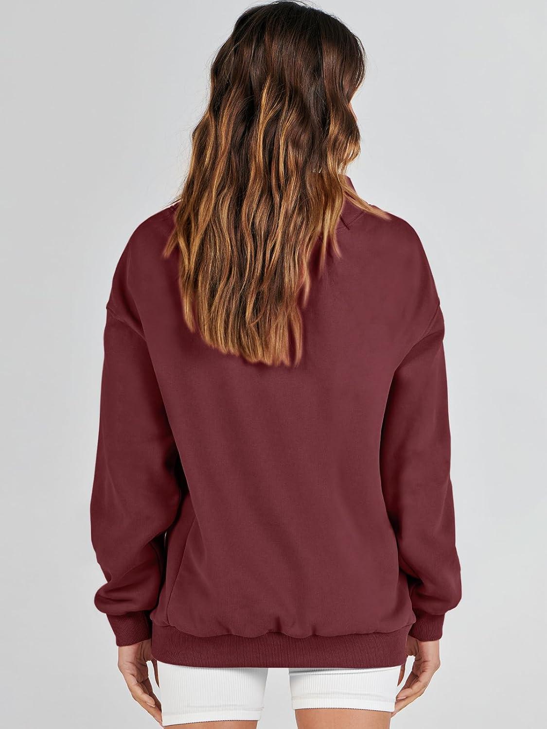 imageANRABESS Womens Oversized Sweatshirts Turtleneck Pullover Long Sleeve Hoodies Tops 2024 Fall Fashion Preppy OutfitsWine Red