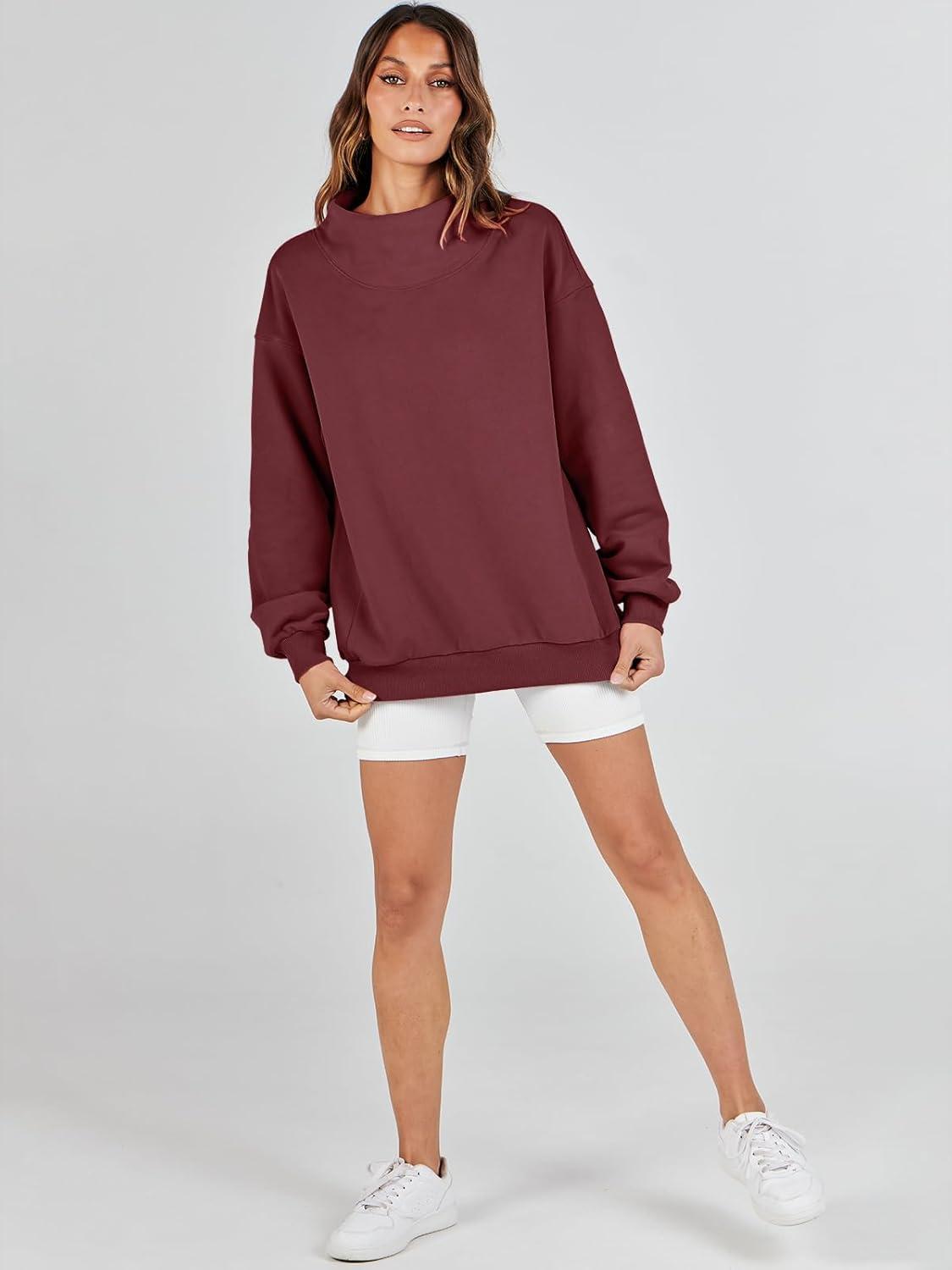 imageANRABESS Womens Oversized Sweatshirts Turtleneck Pullover Long Sleeve Hoodies Tops 2024 Fall Fashion Preppy OutfitsWine Red