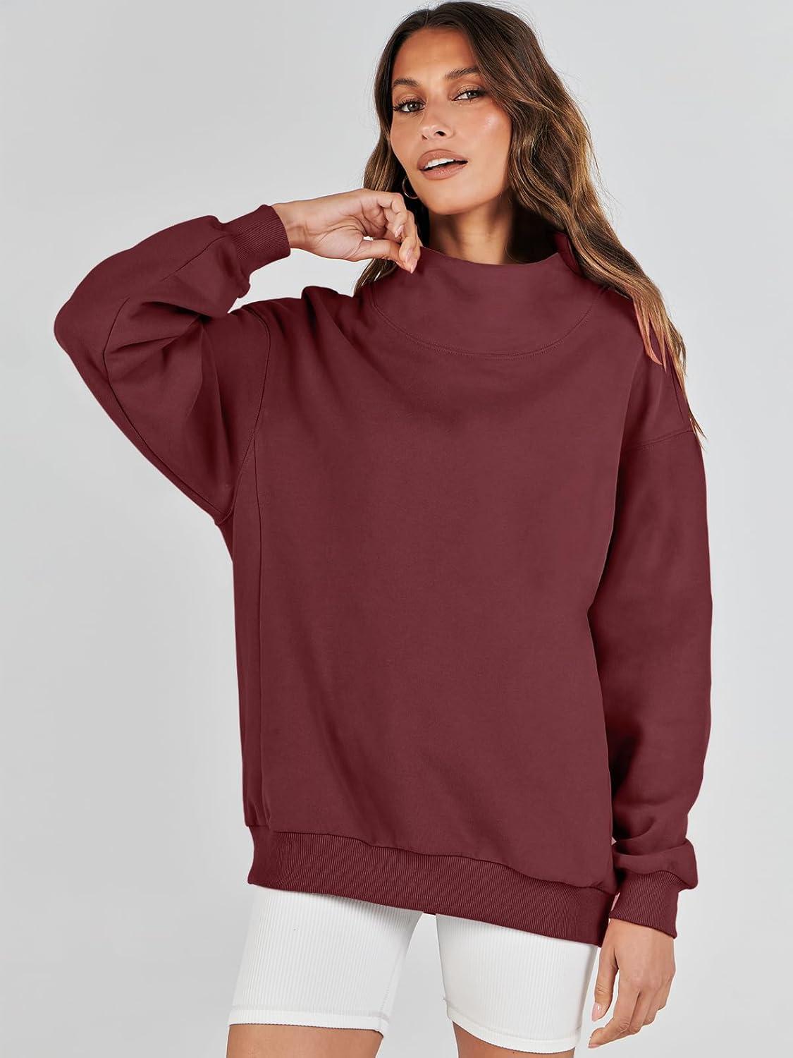 imageANRABESS Womens Oversized Sweatshirts Turtleneck Pullover Long Sleeve Hoodies Tops 2024 Fall Fashion Preppy OutfitsWine Red