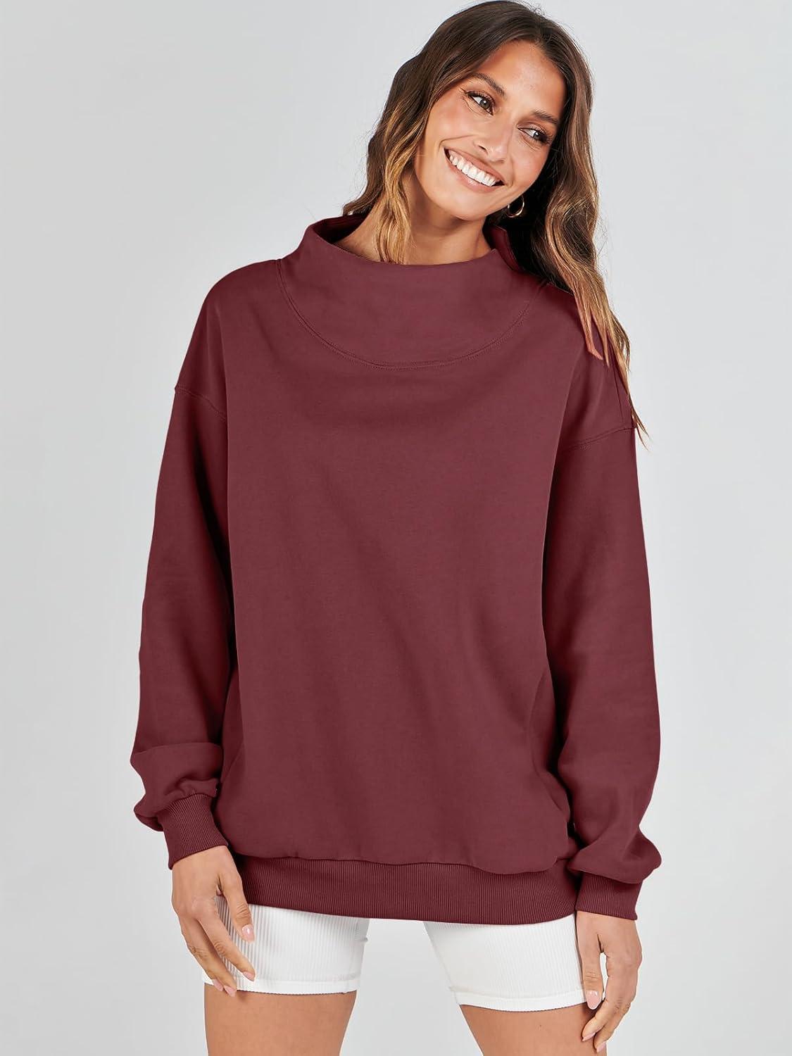 imageANRABESS Womens Oversized Sweatshirts Turtleneck Pullover Long Sleeve Hoodies Tops 2024 Fall Fashion Preppy OutfitsWine Red