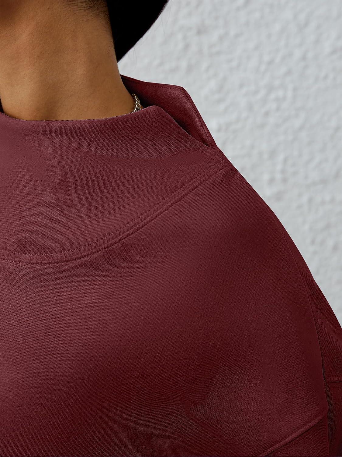 imageANRABESS Womens Oversized Sweatshirts Turtleneck Pullover Long Sleeve Hoodies Tops 2024 Fall Fashion Preppy OutfitsWine Red