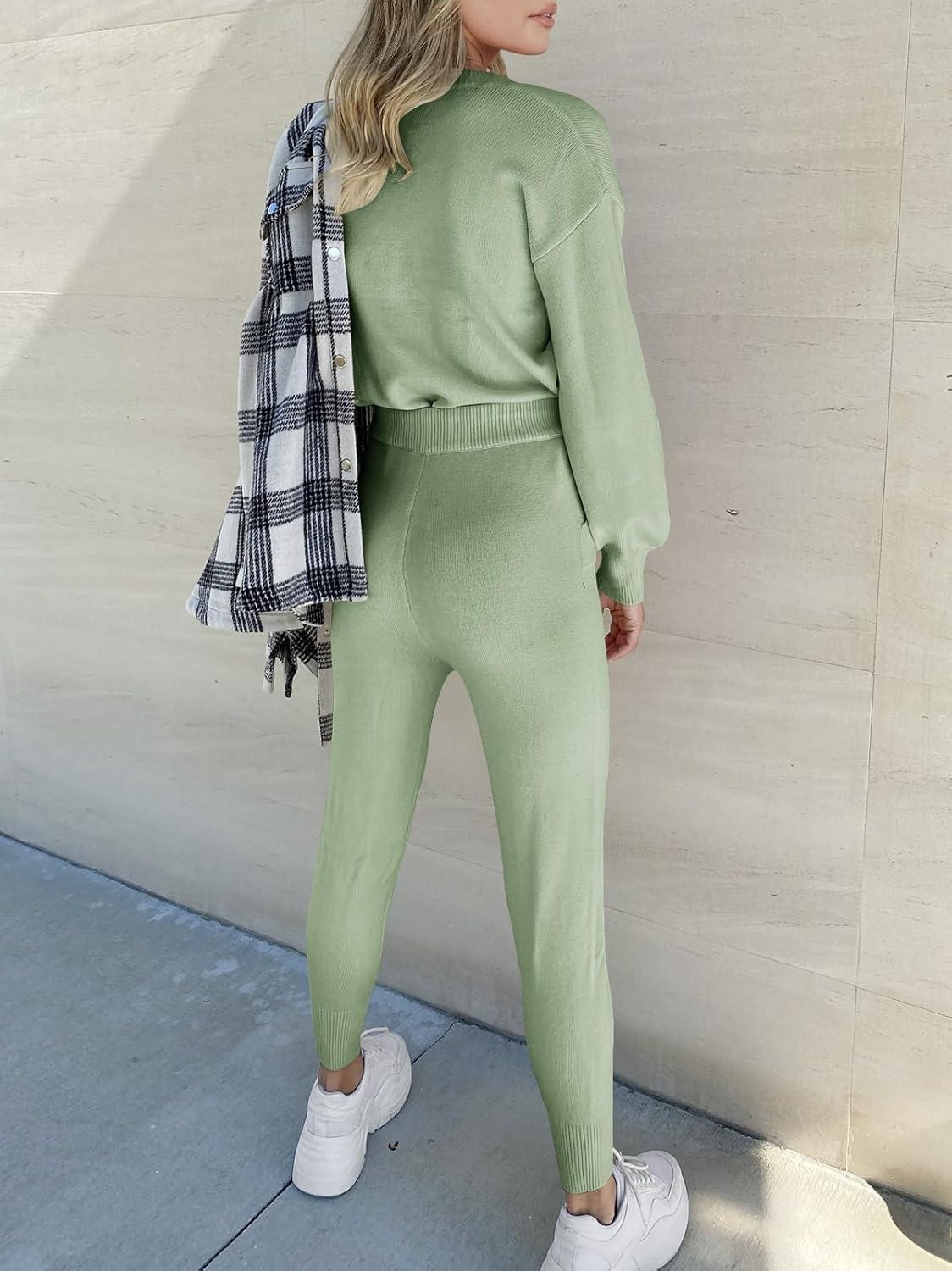 imageANRABESS Womens Two Piece Outfits Sweater Sets Long Sleeve Knit Pullover and Jogger Pants Tracksuit Lounge Set 2024 ClothesMint