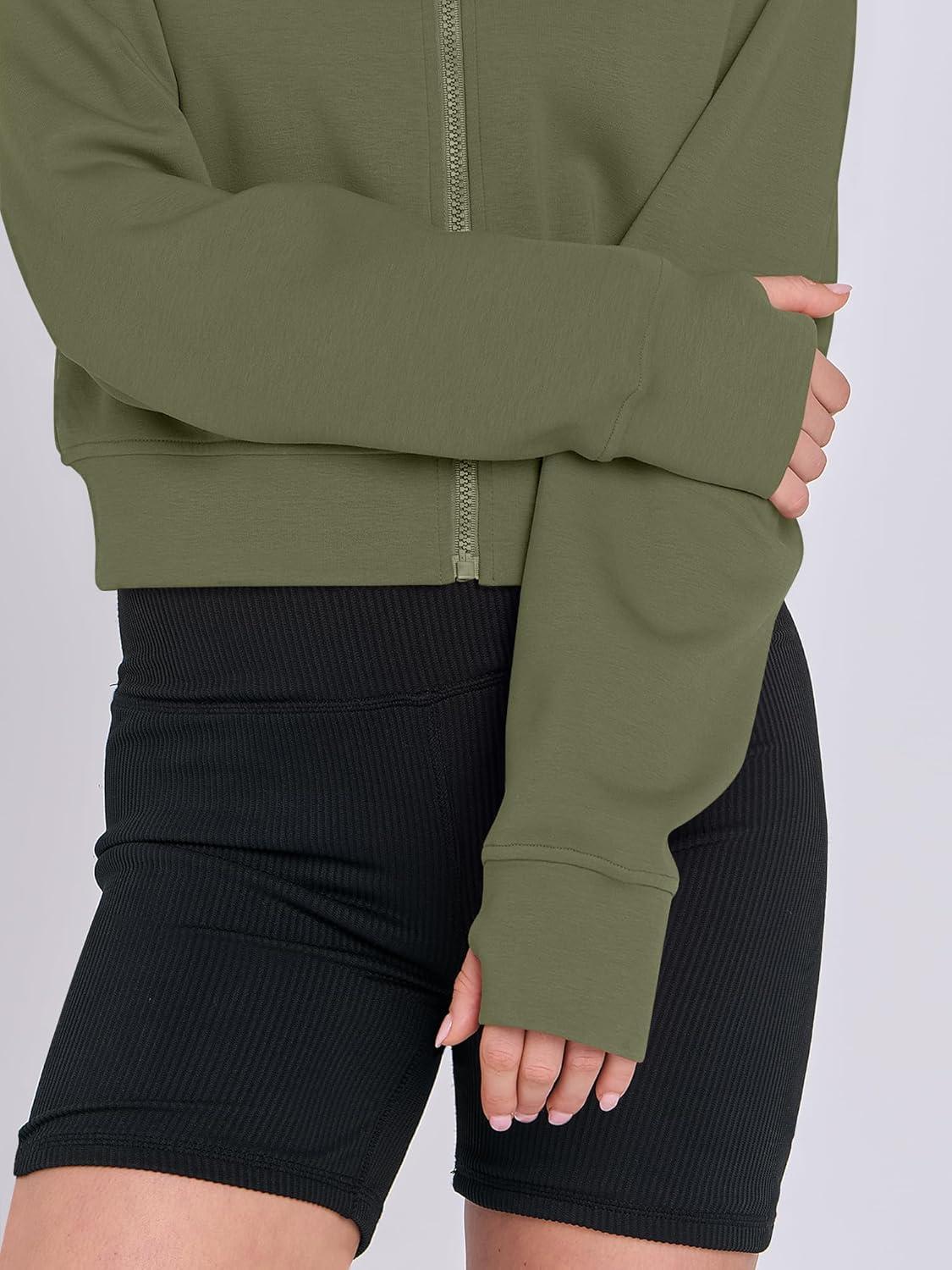 imageANRABESS Womens Zip Up Hoodies Cropped Sweatshirts Fleece Jackets Fall Outfits Casual Hooded Y2k Tops Winter Clothes 2025Army Green