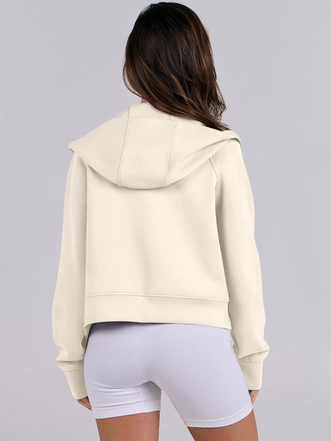 imageANRABESS Womens Zip Up Hoodies Cropped Sweatshirts Fleece Jackets Fall Outfits Casual Hooded Y2k Tops Winter Clothes 2025Beige