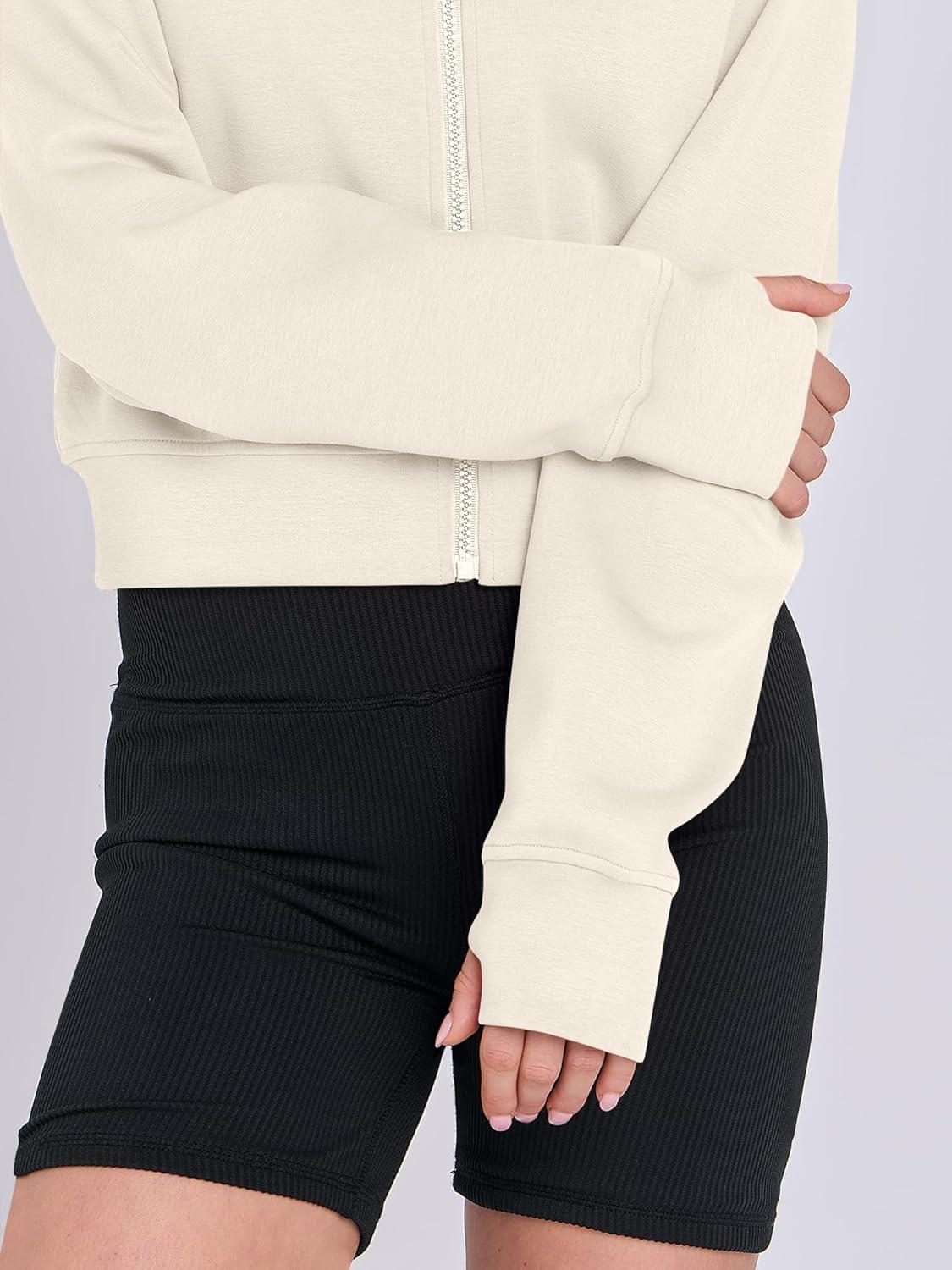 imageANRABESS Womens Zip Up Hoodies Cropped Sweatshirts Fleece Jackets Fall Outfits Casual Hooded Y2k Tops Winter Clothes 2025Beige