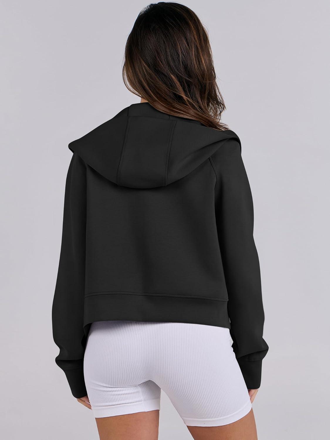 imageANRABESS Womens Zip Up Hoodies Cropped Sweatshirts Fleece Jackets Fall Outfits Casual Hooded Y2k Tops Winter Clothes 2025Black