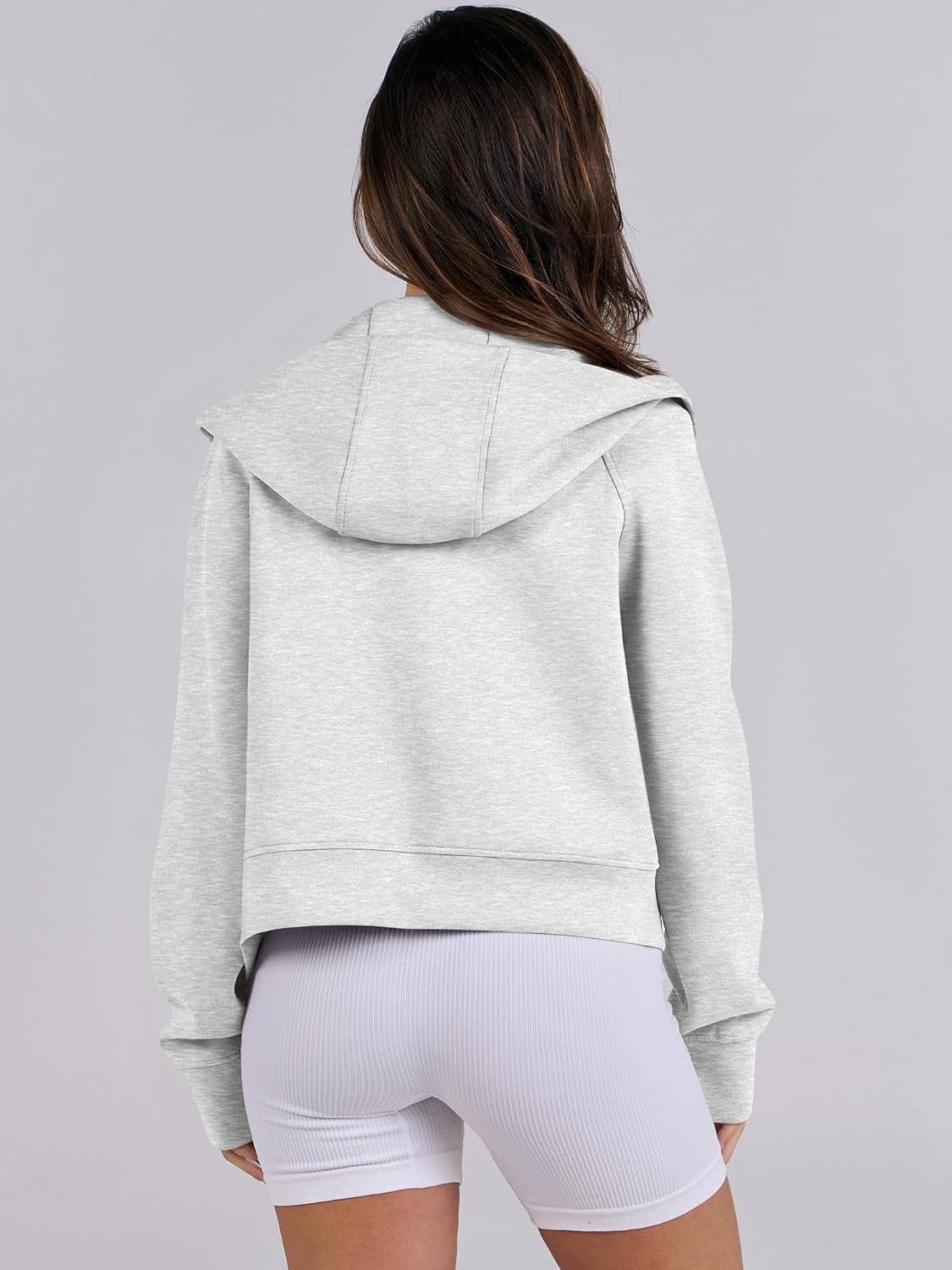 imageANRABESS Womens Zip Up Hoodies Cropped Sweatshirts Fleece Jackets Fall Outfits Casual Hooded Y2k Tops Winter Clothes 2025Light Grey