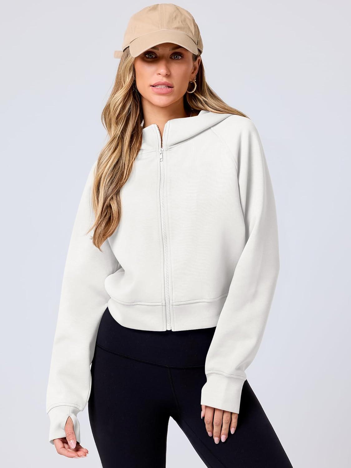 imageANRABESS Womens Zip Up Hoodies Cropped Sweatshirts Fleece Jackets Fall Outfits Casual Hooded Y2k Tops Winter Clothes 2025White