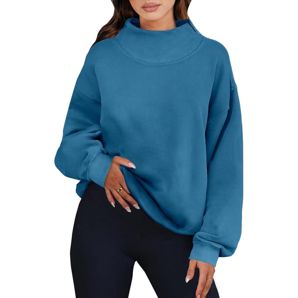 imageANRABESS Womens Oversized Sweatshirts Turtleneck Pullover Long Sleeve Hoodies Tops 2024 Fall Fashion Preppy OutfitsBlue