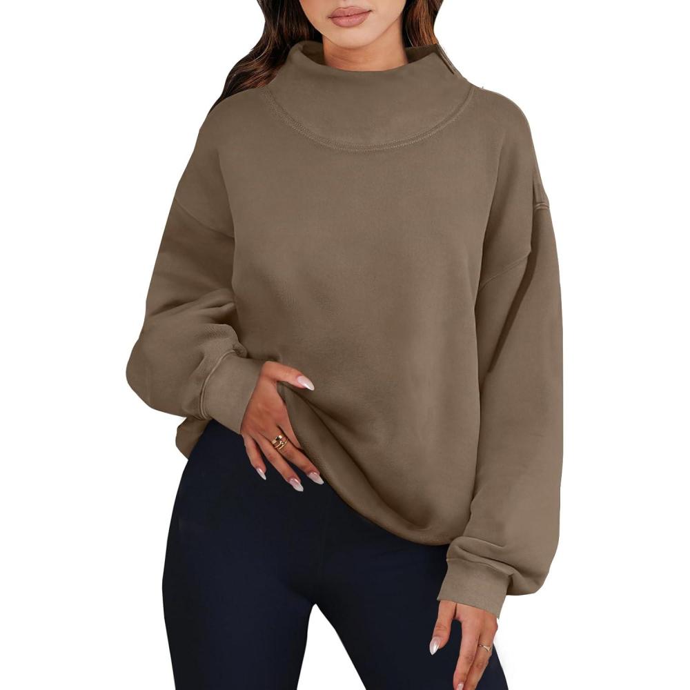 imageANRABESS Womens Oversized Sweatshirts Turtleneck Pullover Long Sleeve Hoodies Tops 2024 Fall Fashion Preppy OutfitsBrown