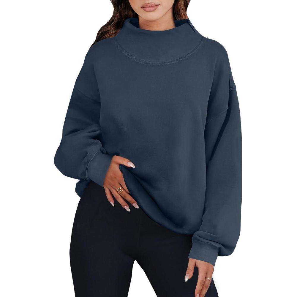 imageANRABESS Womens Oversized Sweatshirts Turtleneck Pullover Long Sleeve Hoodies Tops 2024 Fall Fashion Preppy OutfitsDark Navy Blue