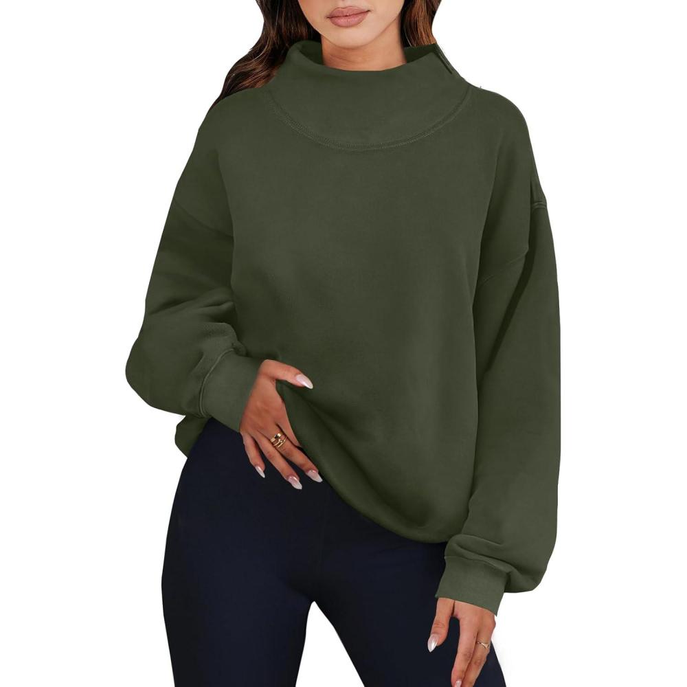 imageANRABESS Womens Oversized Sweatshirts Turtleneck Pullover Long Sleeve Hoodies Tops 2024 Fall Fashion Preppy OutfitsOlive