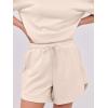 imageANRABESS Two Piece Outfits Oversized Top Lounge Shorts Matching Sets 2025 Summer Fashion Sweatsuits Travel Airport ClothesApricot