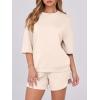 imageANRABESS Two Piece Outfits Oversized Top Lounge Shorts Matching Sets 2025 Summer Fashion Sweatsuits Travel Airport ClothesApricot