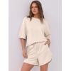 imageANRABESS Two Piece Outfits Oversized Top Lounge Shorts Matching Sets 2025 Summer Fashion Sweatsuits Travel Airport ClothesApricot