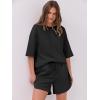 imageANRABESS Two Piece Outfits Oversized Top Lounge Shorts Matching Sets 2025 Summer Fashion Sweatsuits Travel Airport ClothesBlack