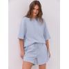 imageANRABESS Two Piece Outfits Oversized Top Lounge Shorts Matching Sets 2025 Summer Fashion Sweatsuits Travel Airport ClothesLight Blue