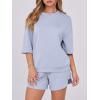 imageANRABESS Two Piece Outfits Oversized Top Lounge Shorts Matching Sets 2025 Summer Fashion Sweatsuits Travel Airport ClothesLight Blue