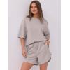 imageANRABESS Two Piece Outfits Oversized Top Lounge Shorts Matching Sets 2025 Summer Fashion Sweatsuits Travel Airport ClothesLight Khaki