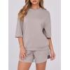 imageANRABESS Two Piece Outfits Oversized Top Lounge Shorts Matching Sets 2025 Summer Fashion Sweatsuits Travel Airport ClothesLight Khaki