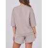 imageANRABESS Two Piece Outfits Oversized Top Lounge Shorts Matching Sets 2025 Summer Fashion Sweatsuits Travel Airport ClothesLight Khaki