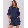 imageANRABESS Two Piece Outfits Oversized Top Lounge Shorts Matching Sets 2025 Summer Fashion Sweatsuits Travel Airport ClothesNavy Blue