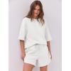 imageANRABESS Two Piece Outfits Oversized Top Lounge Shorts Matching Sets 2025 Summer Fashion Sweatsuits Travel Airport ClothesWhite