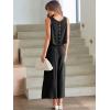 imageANRABESS Womens Summer 2 Piece Outfits Sleeveless Crop Top Capri Wide Leg Pants Jumpsuit Linen Lounge Beach Travel SetsBlack