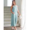 imageANRABESS Womens Summer 2 Piece Outfits Sleeveless Crop Top Capri Wide Leg Pants Jumpsuit Linen Lounge Beach Travel SetsBlue