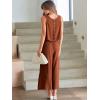 imageANRABESS Womens Summer 2 Piece Outfits Sleeveless Crop Top Capri Wide Leg Pants Jumpsuit Linen Lounge Beach Travel SetsBrick Red