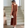 imageANRABESS Womens Summer 2 Piece Outfits Sleeveless Crop Top Capri Wide Leg Pants Jumpsuit Linen Lounge Beach Travel SetsBrown