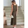 imageANRABESS Womens Summer 2 Piece Outfits Sleeveless Crop Top Capri Wide Leg Pants Jumpsuit Linen Lounge Beach Travel SetsCoffee