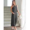 imageANRABESS Womens Summer 2 Piece Outfits Sleeveless Crop Top Capri Wide Leg Pants Jumpsuit Linen Lounge Beach Travel SetsGray