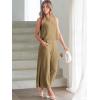imageANRABESS Womens Summer 2 Piece Outfits Sleeveless Crop Top Capri Wide Leg Pants Jumpsuit Linen Lounge Beach Travel SetsKhaki