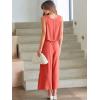 imageANRABESS Womens Summer 2 Piece Outfits Sleeveless Crop Top Capri Wide Leg Pants Jumpsuit Linen Lounge Beach Travel SetsPeach