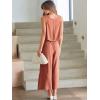imageANRABESS Womens Summer 2 Piece Outfits Sleeveless Crop Top Capri Wide Leg Pants Jumpsuit Linen Lounge Beach Travel SetsRust
