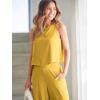 imageANRABESS Womens Summer 2 Piece Outfits Sleeveless Crop Top Capri Wide Leg Pants Jumpsuit Linen Lounge Beach Travel SetsYellow