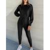 imageANRABESS Womens Two Piece Outfits Sweater Sets Long Sleeve Knit Pullover and Jogger Pants Tracksuit Lounge Set 2024 ClothesBlack